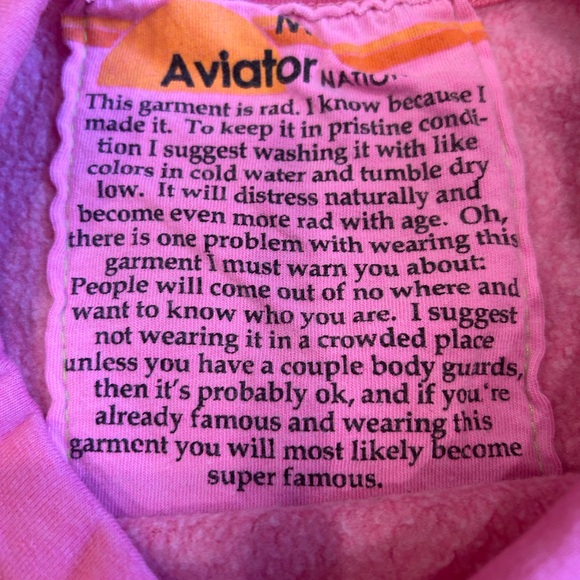 Aviator Nation Hot Pink Neon 5 Stripe Smiley Set Crewneck Sweatshirt Sweatpants - Picture 3 of 14